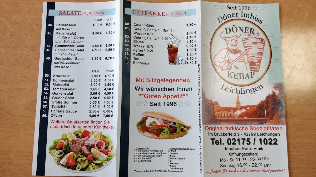 Speisekarte Von Döner-imbiss Emik Gülser Restaurant, Leichlingen ...