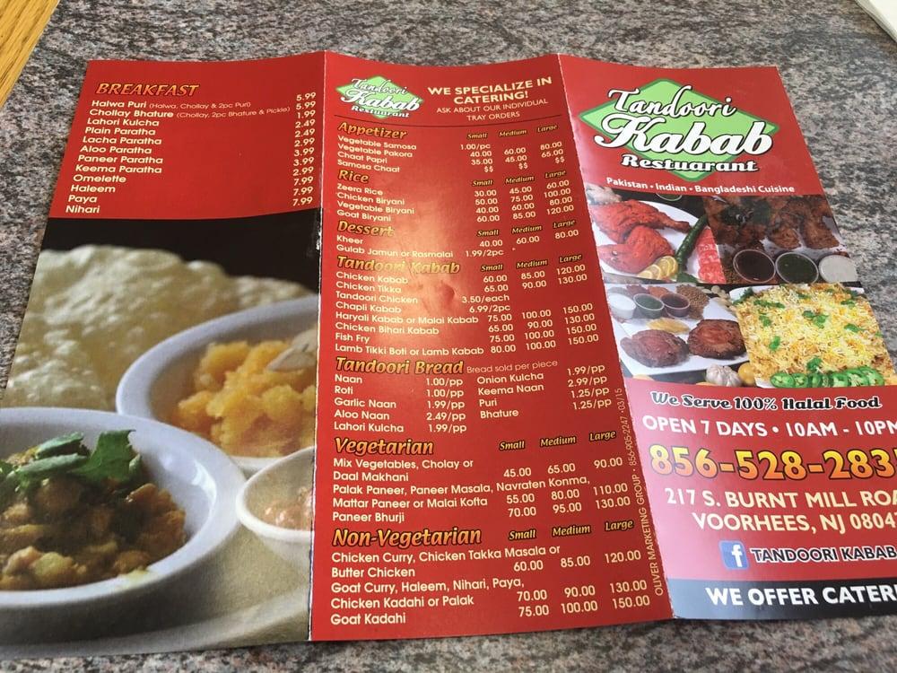 Menu at Tandoori Kabab restaurant, Voorhees Township