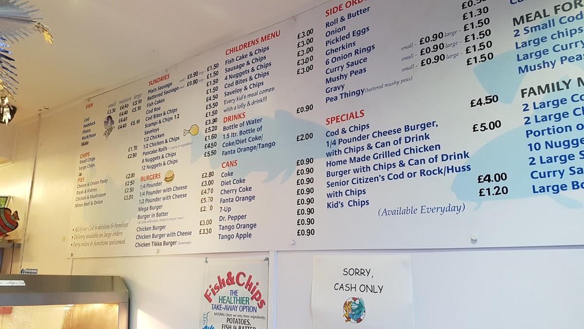 Menu at Peter’s Fish & Chips fast food, Gillingham