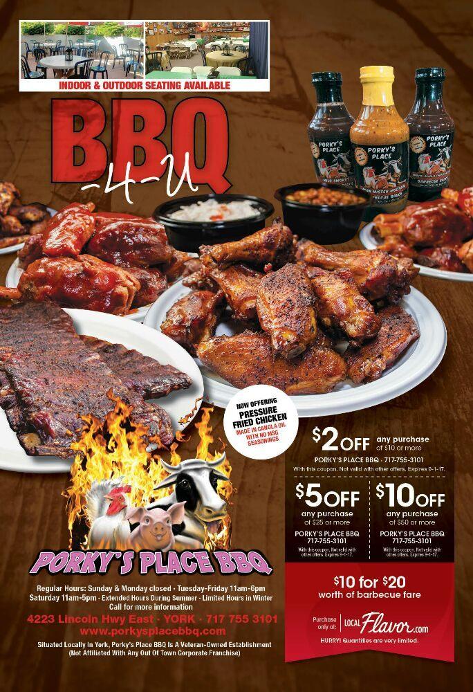Menu at Porky's Place BBQ Catering, Hallam