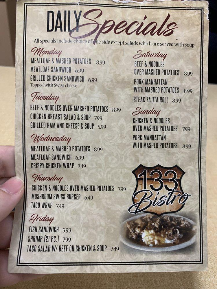 Menu at 133 Bistro restaurant, Van Wert