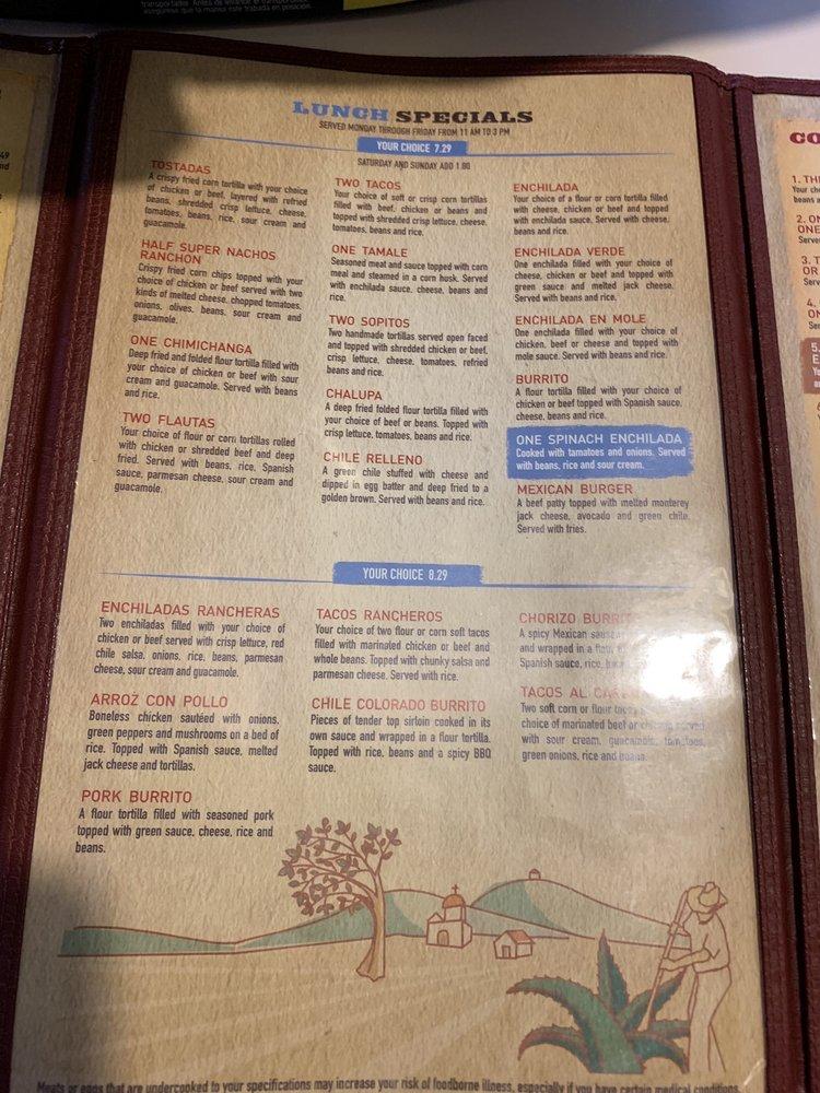 Menu at El Ranchon Mexican Restaurant, Elma