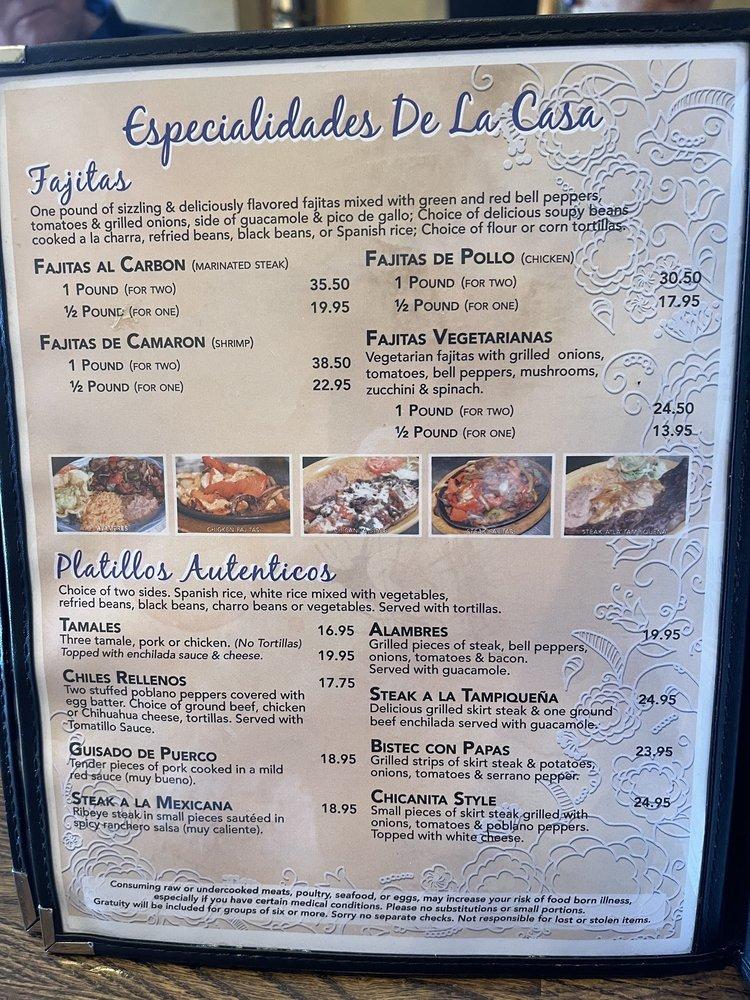 Menu at Javier's Sabor Mexicano & Agave Bar, Arlington Heights