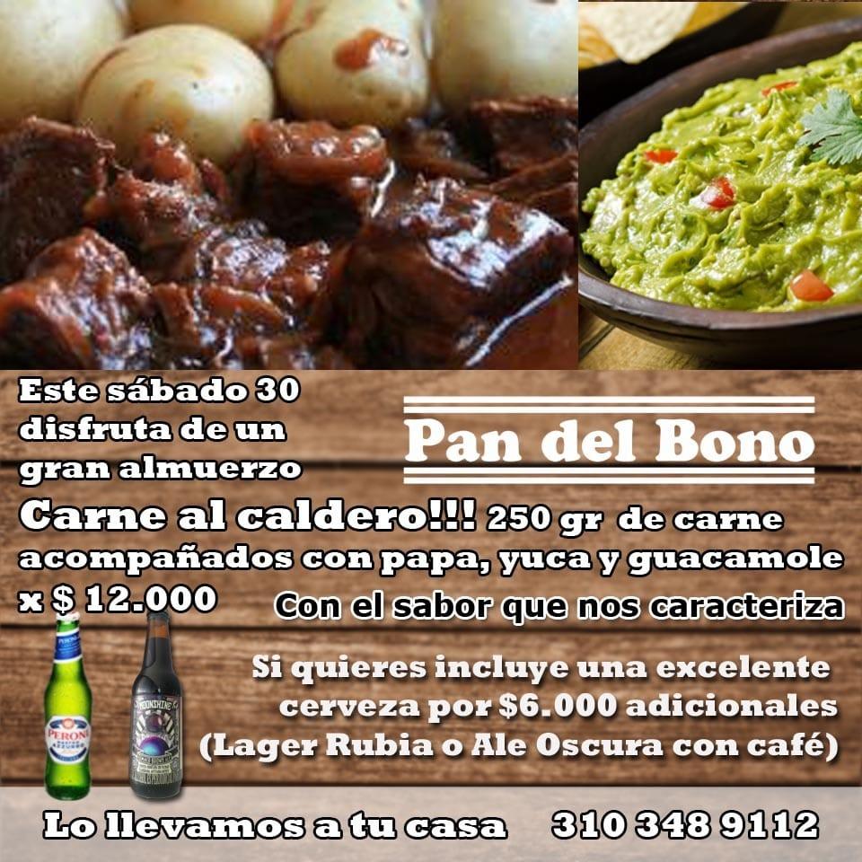 Menu at Pan del Bono cafe, Bogotá