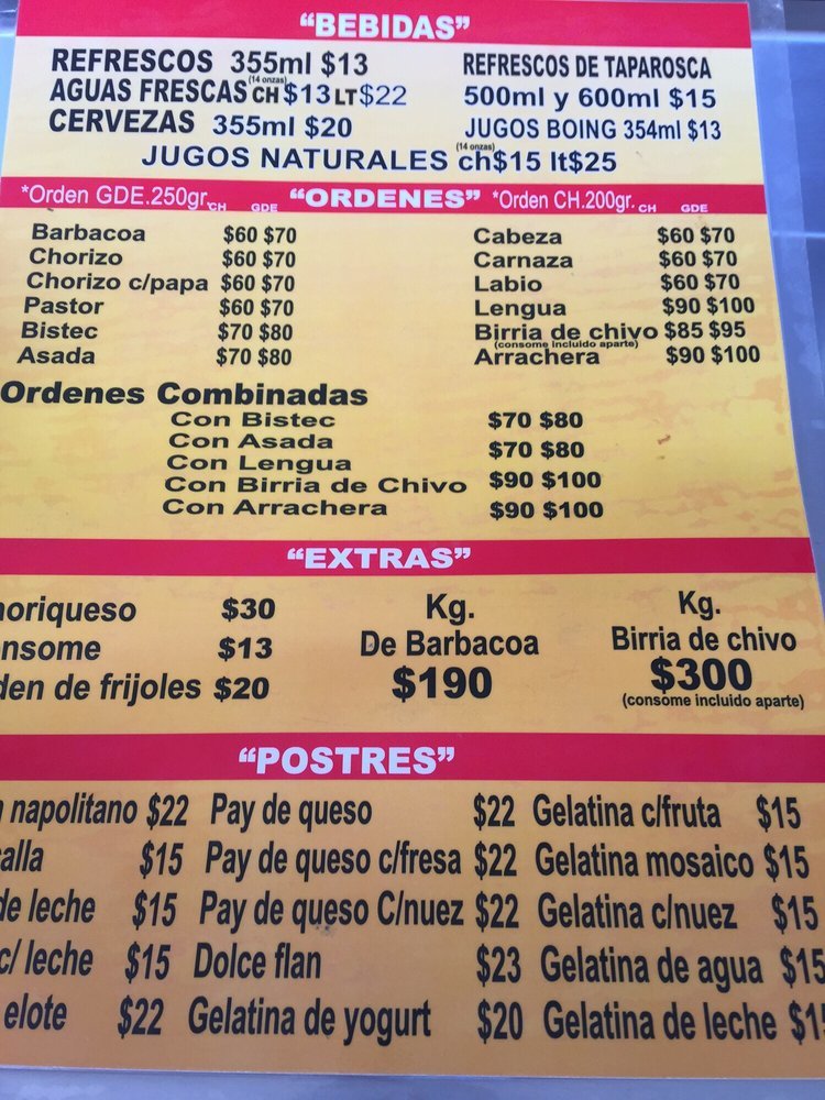 Menu at Arturo el Amigo BBQ, Guadalajara