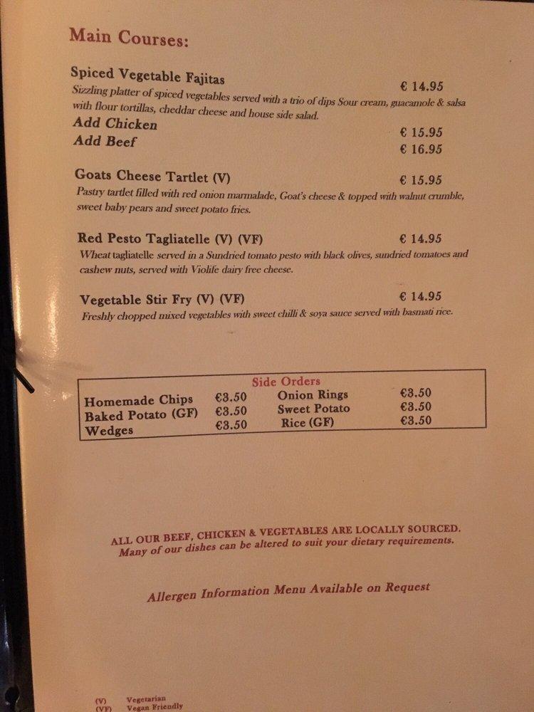 Menu at Porterhouse pub & bar, Killarney