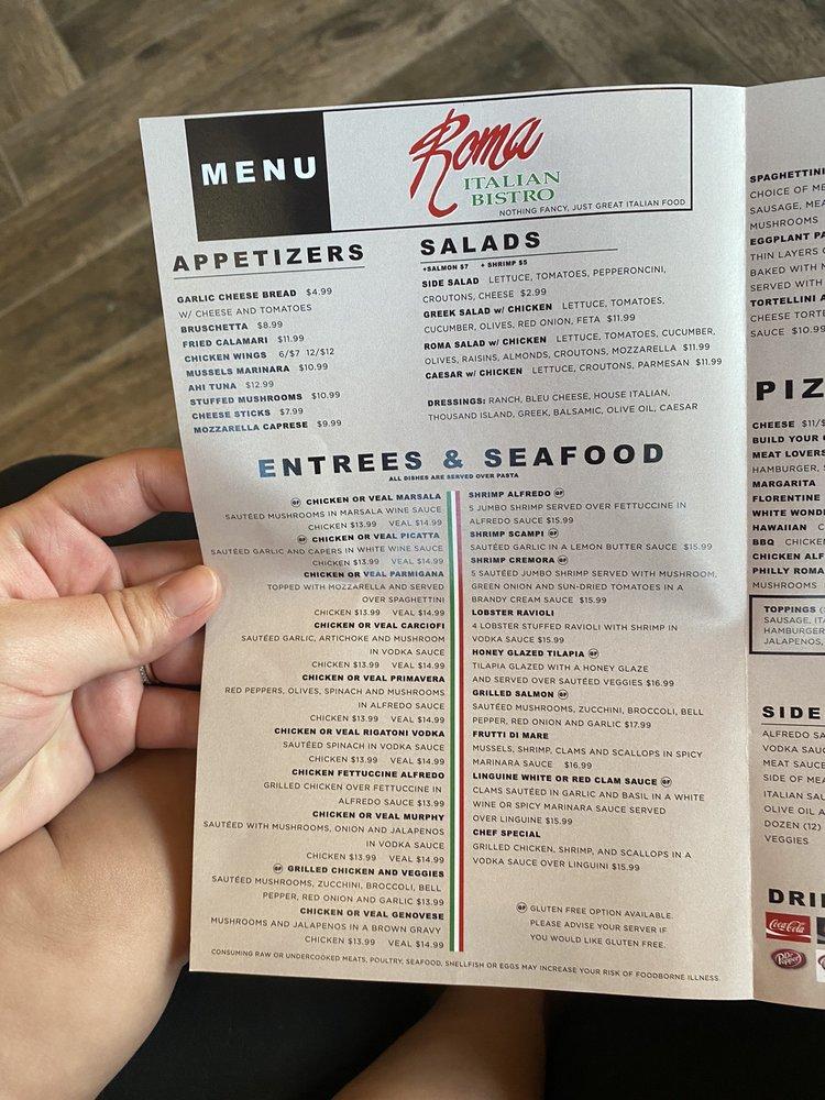 Menu at Roma Italian Bistro pizzeria, Lufkin