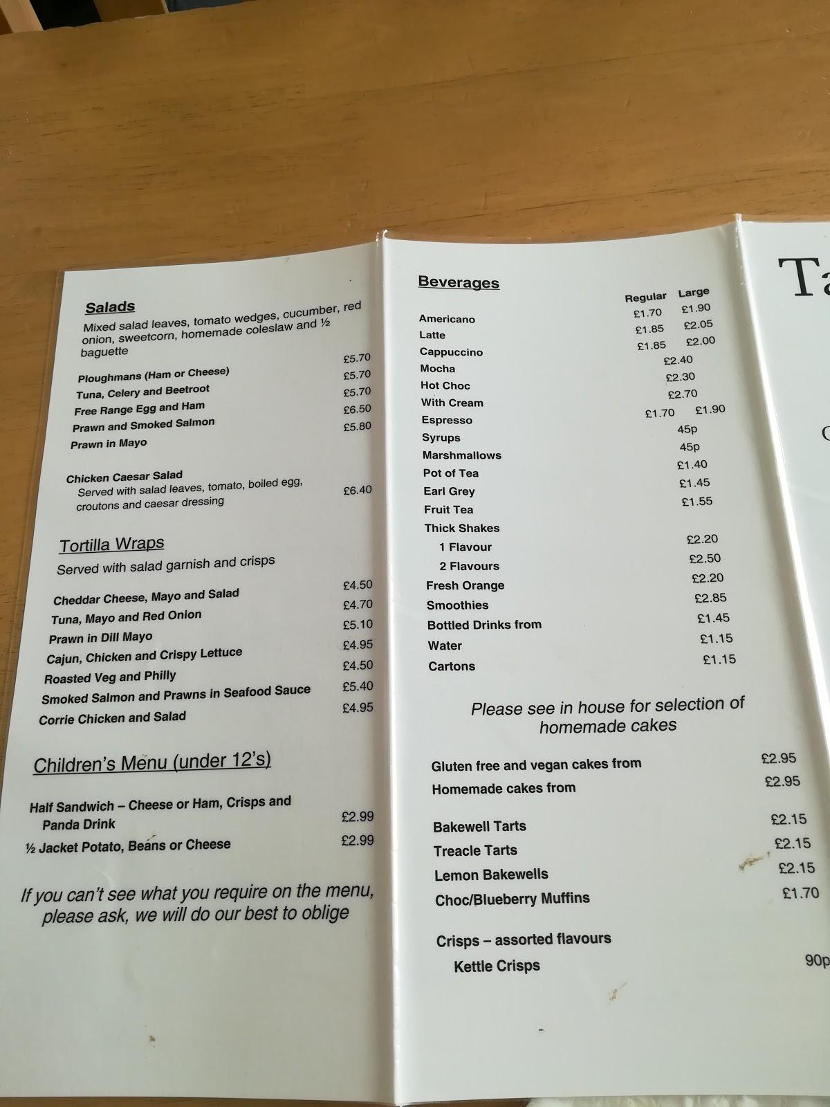 Menu at Tall Orders Coffee Shop cafe, Thetford