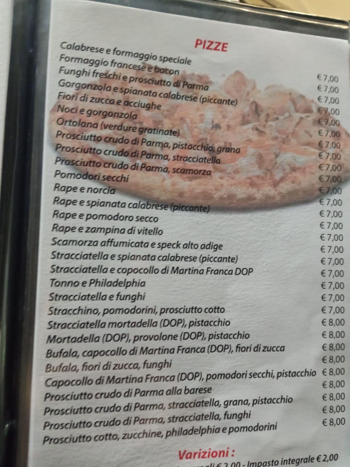 Menu da Enzo e Ciro 2 pizzeria Bari