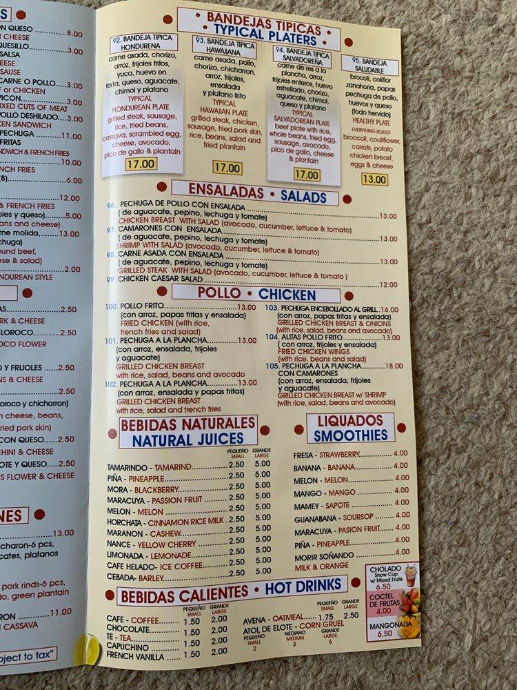 Menu at La Fonda restaurant, Levittown