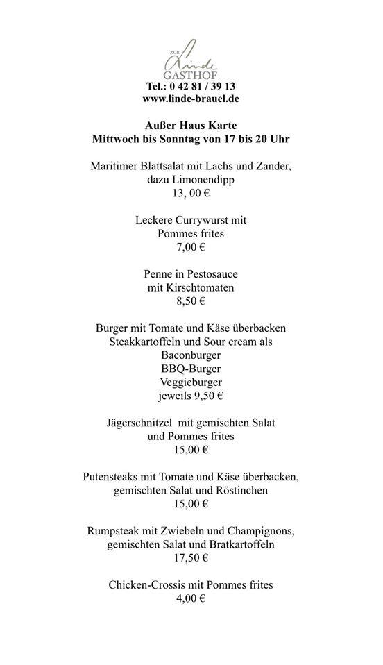 Menu At Zur Linde Gasthof Restaurant Zeven