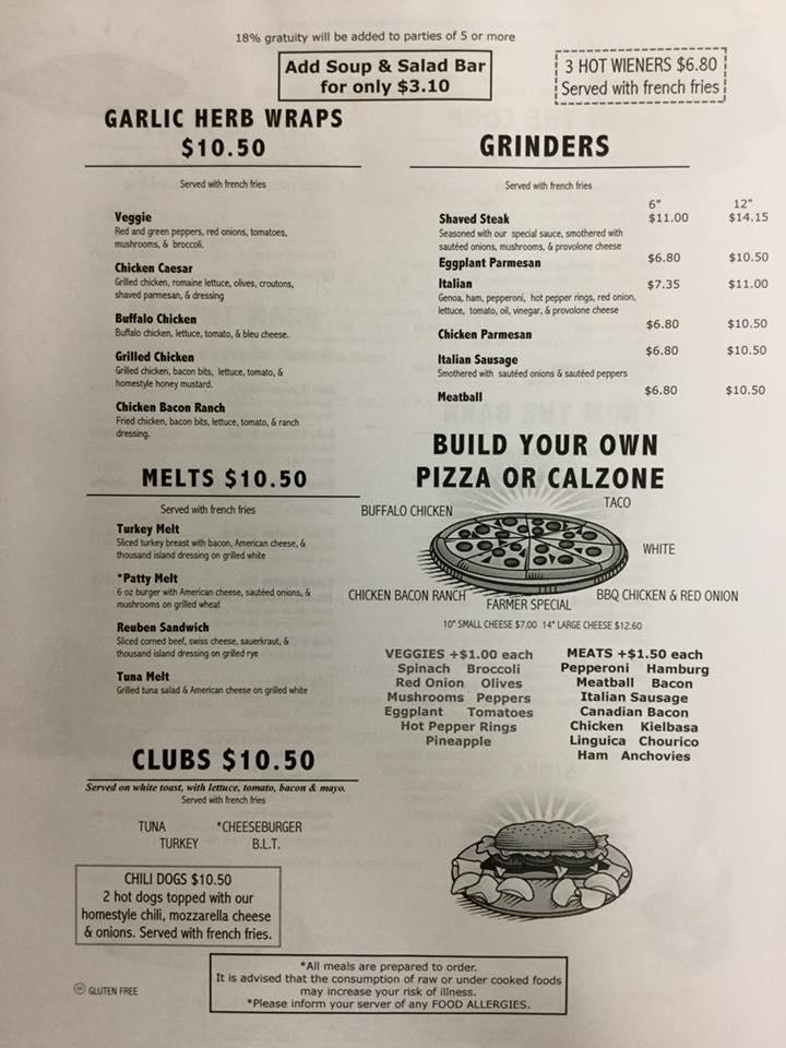 Menu at Granite Farm restaurant, Scituate