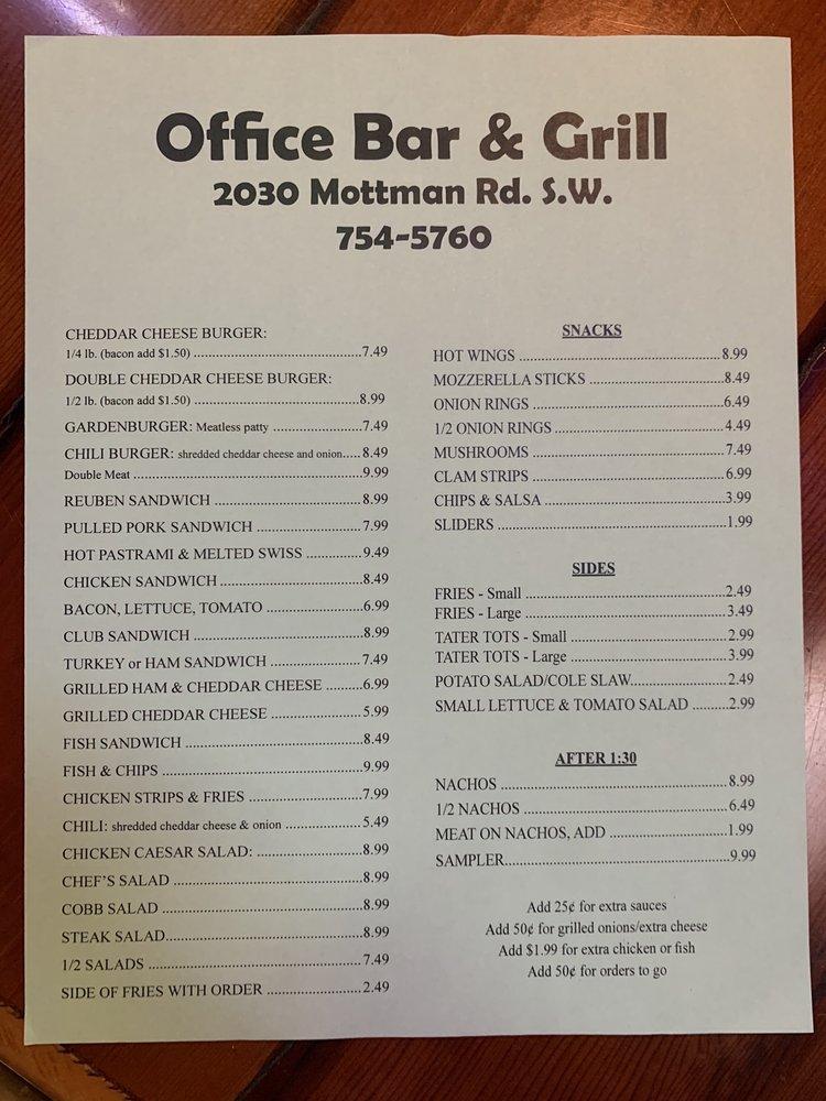 Menu at The Office Tavern pub & bar, Tumwater