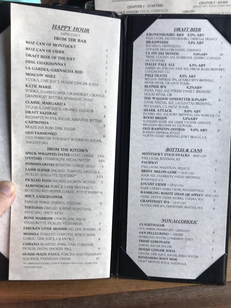 Menu at Bottle and Bull pub & bar, Kirkland
