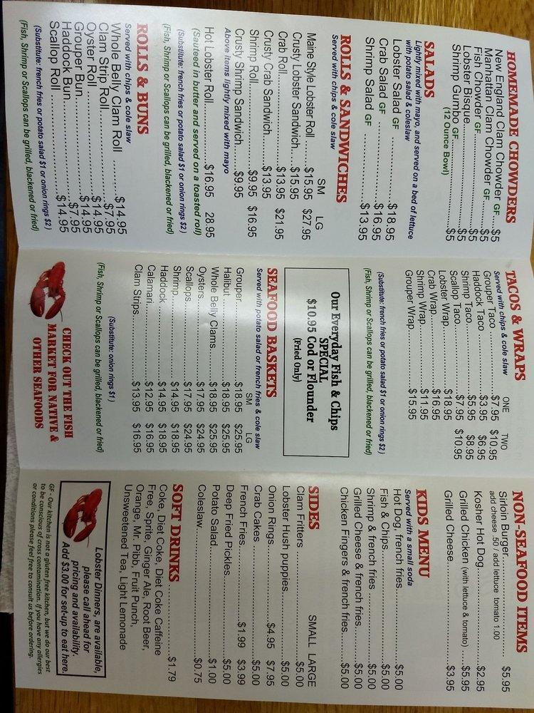 Menu at Doug's Seafood restaurant, Bonita Springs