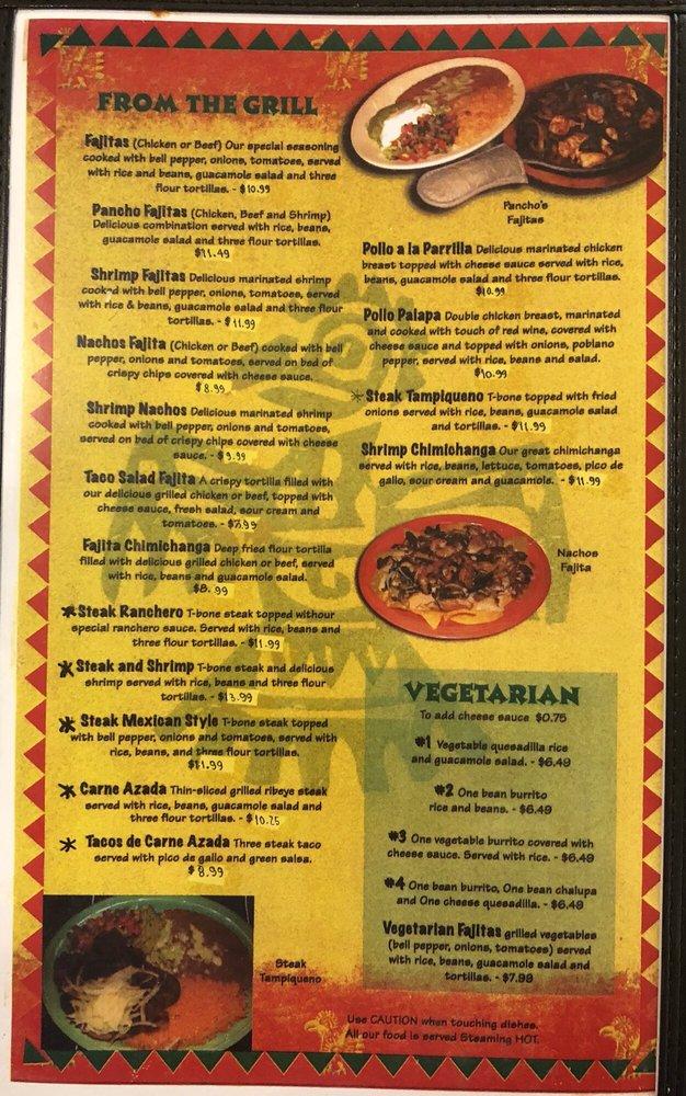 Menu at Los Panchos restaurant, Pikeville, 3315 Main St