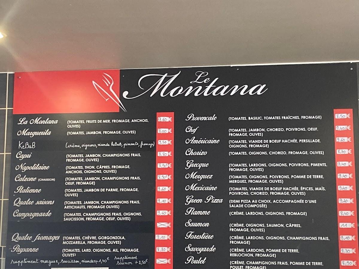 Menu at Le Montana restaurant, SaintJulienlèsMetz