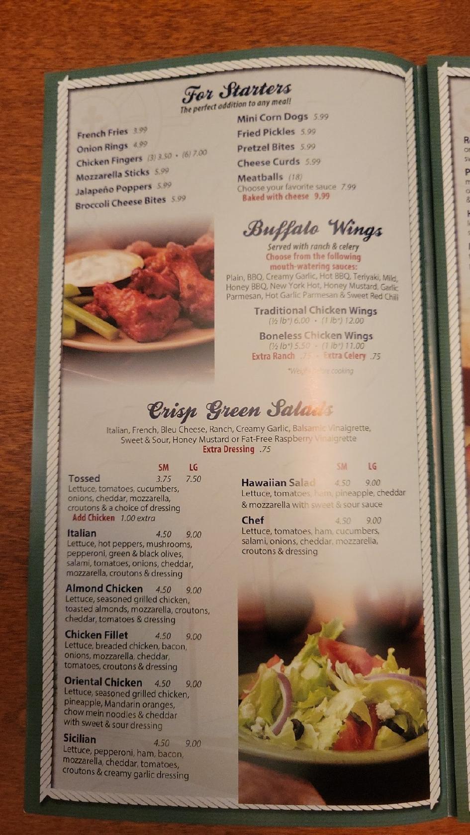 Menu at Huron Pizza House pizzeria, Huron