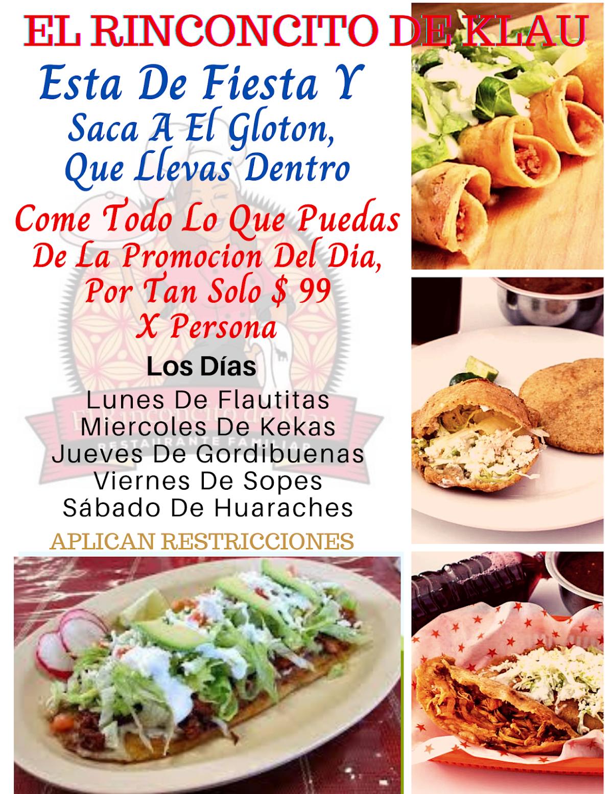 Carta del restaurante Quesadillas Fritas, Huaraches El Rinconcito De