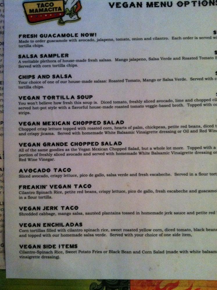 Menu at Taco Mamacita Northshore pub & bar, Chattanooga, 109 N Market St