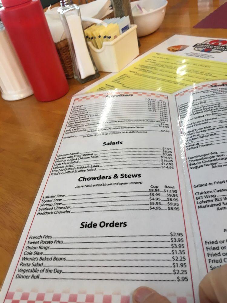 Menu at Cameron's Lobster House restaurant, Brunswick