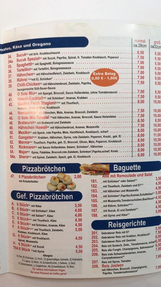 Speisekarte von Pizzeria Da Krefeld, Krefeld