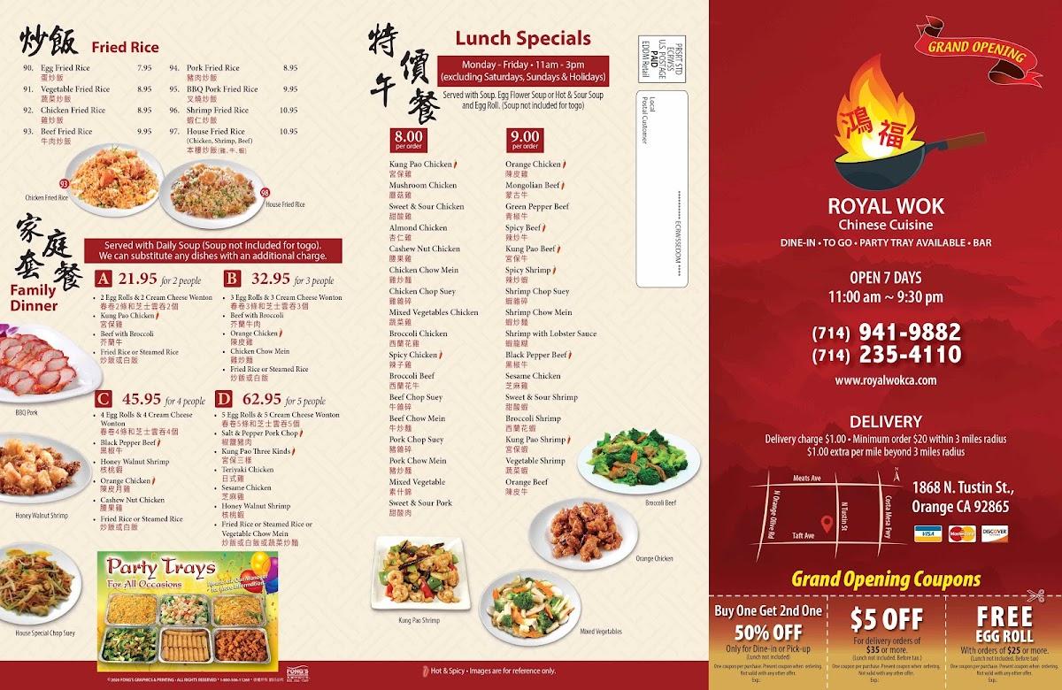Menu at Royal Wok Chinese Restaurant, Orange