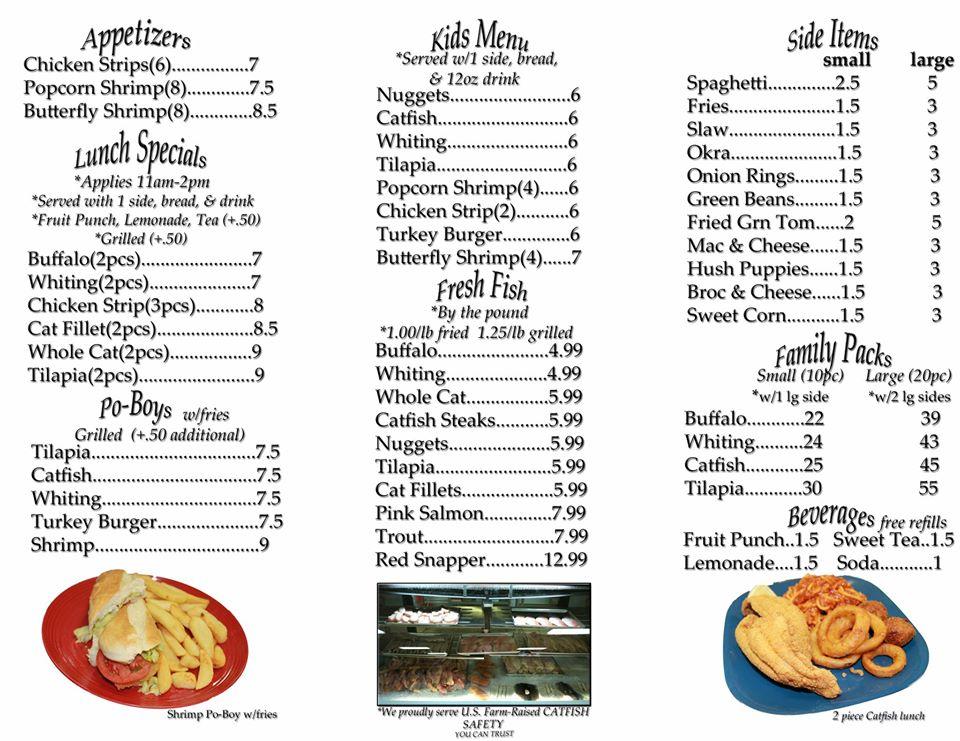 Menu at East Memphis Fish Market & Eatery BBQ, Memphis, 156 N Manassas St