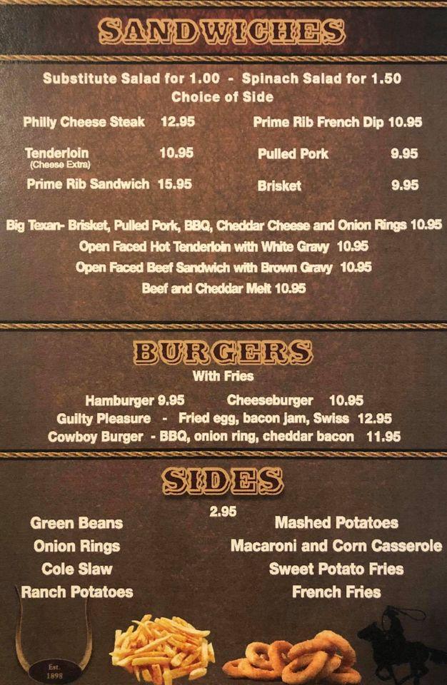 Menu at Hoof & Horn Steak House steakhouse, Saint Joseph