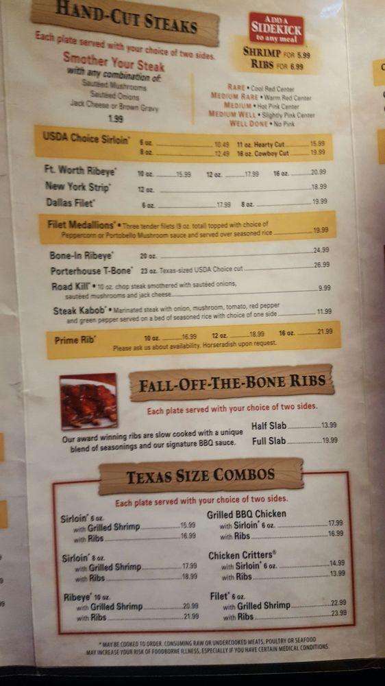 Menu at Texas Roadhouse BBQ, New Philadelphia