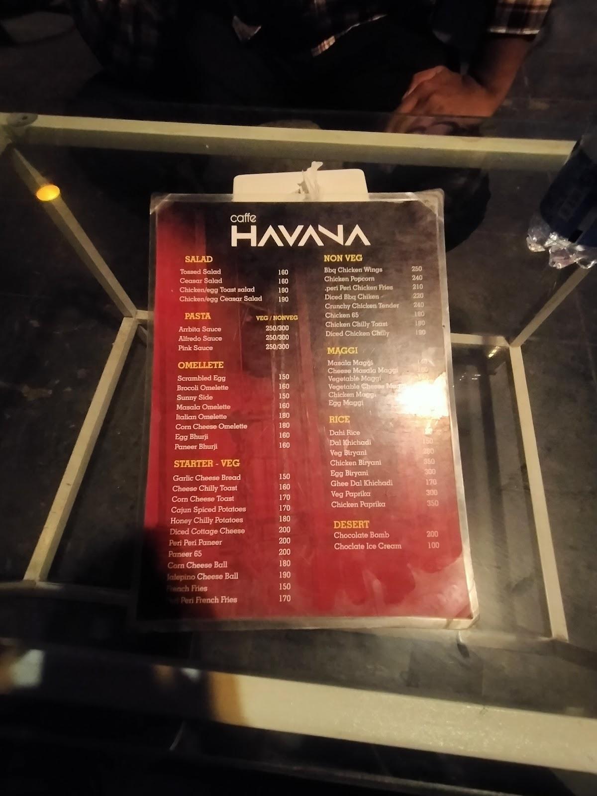 CAFFEE HAVANA menu