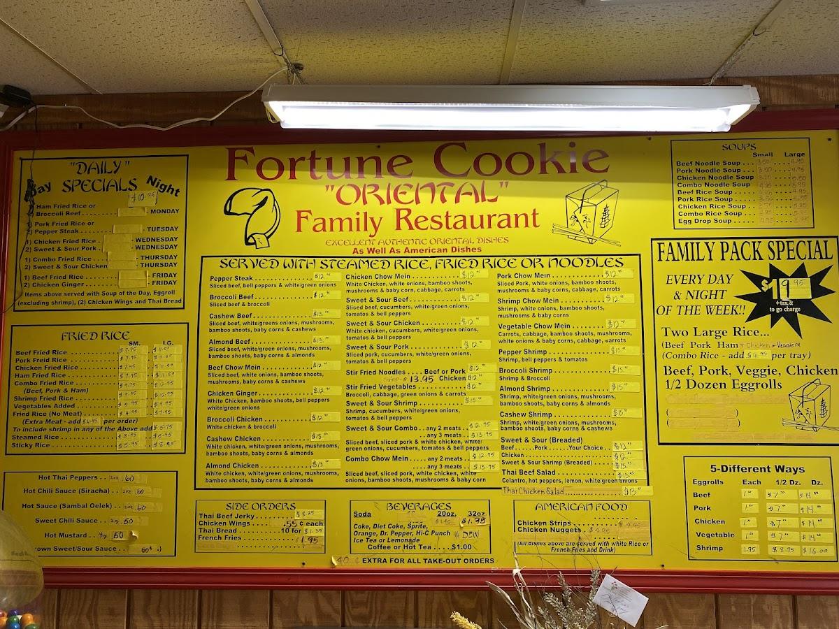 Menu at Fortune Cookie Oriental Restaurant, Altus