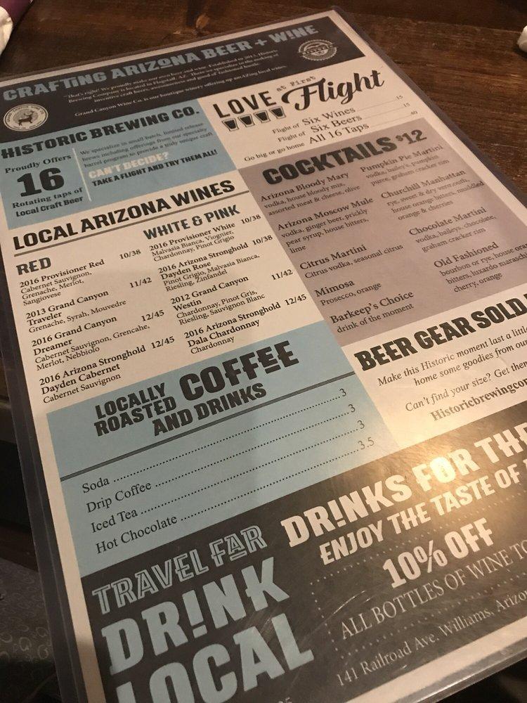 Menu at Historic Brewing Barrel + Bottle House Williams, Williams