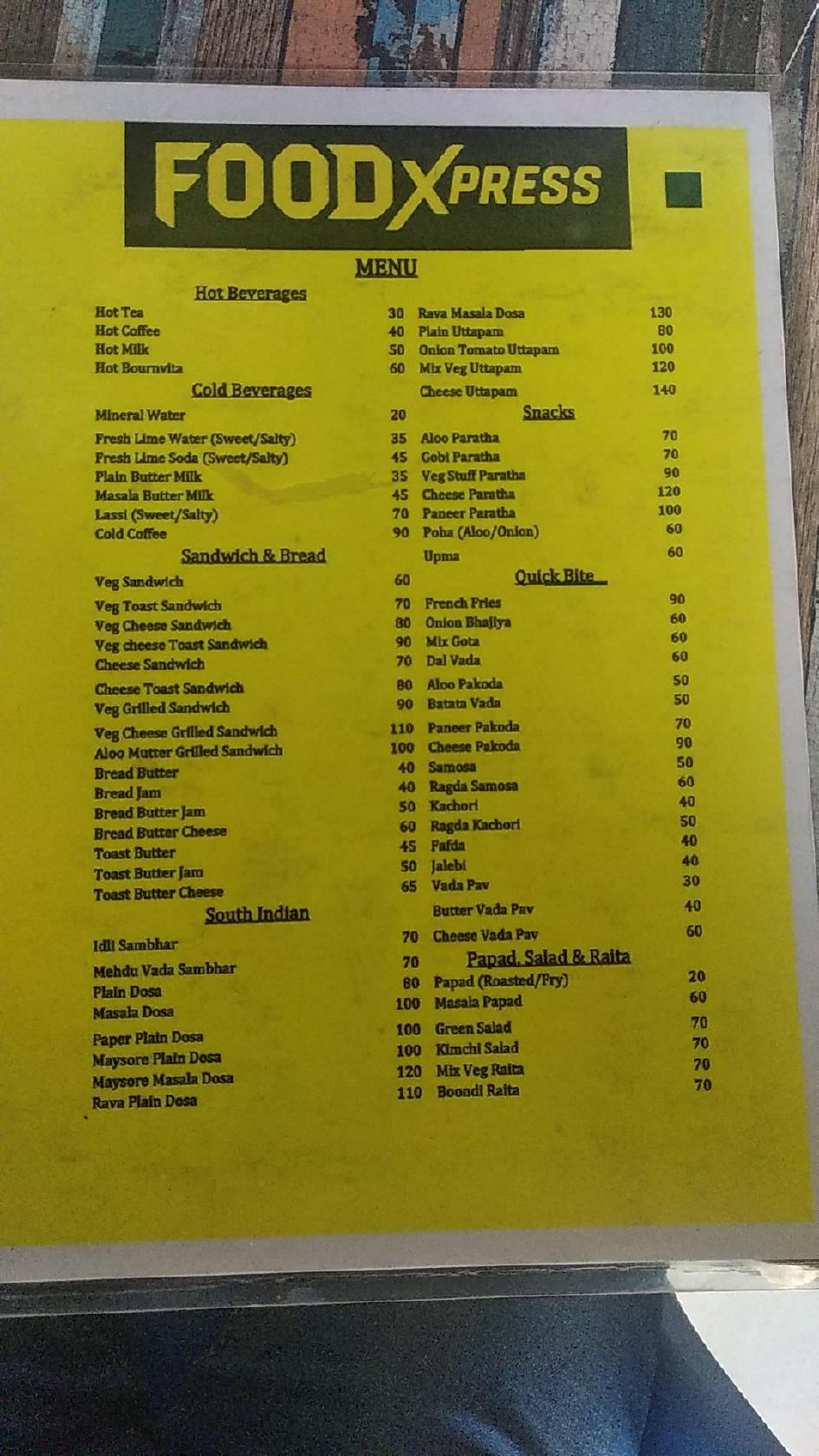 Menu at FOODXPRESS, Vesma