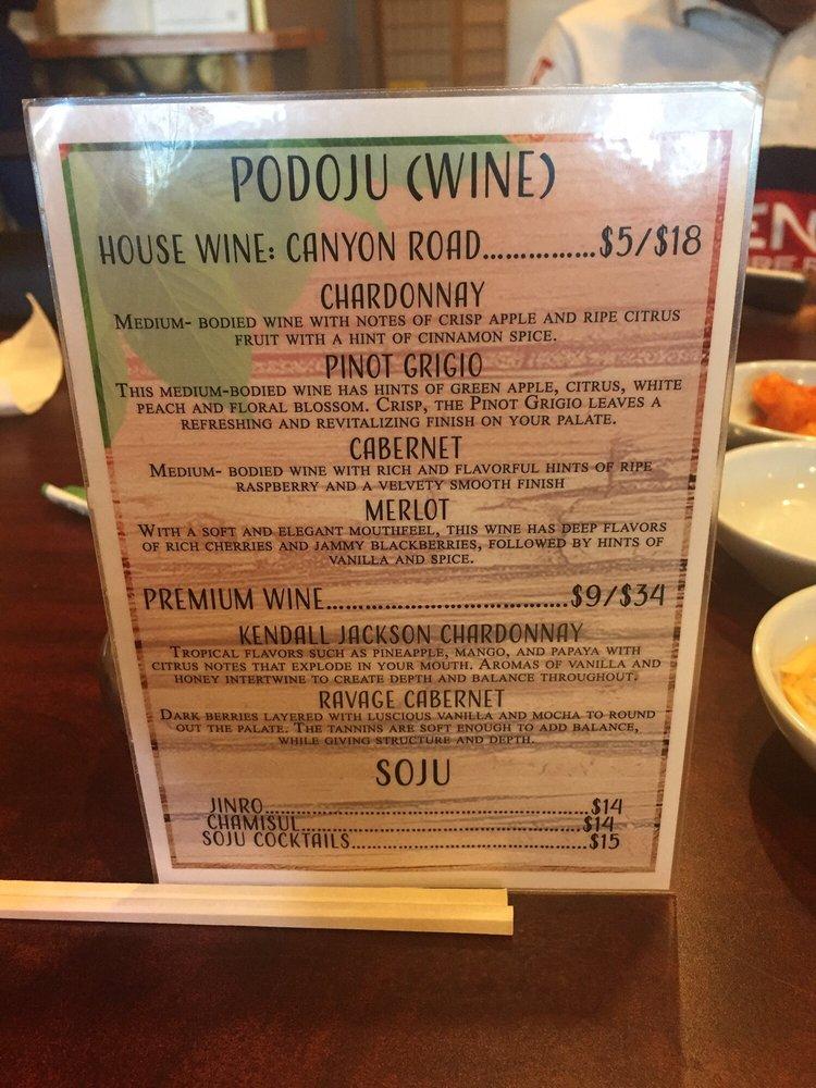 Menu at Emonae Korean BBQ, Grand Rapids