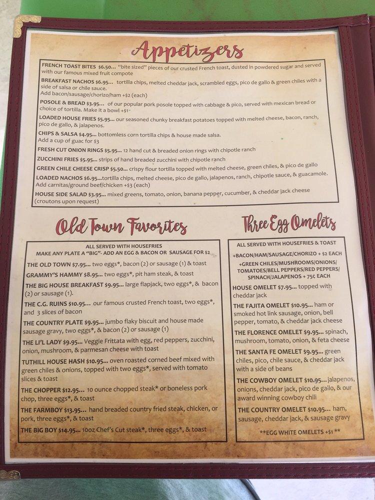 Menu at Big House Cafe & Catering, Casa Grande