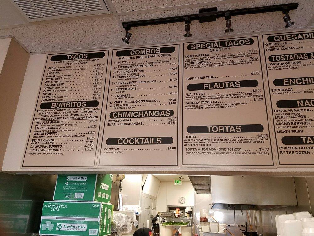 Menu at Veronica's Taqueria restaurant, Yuba City, 540 Bogue Rd