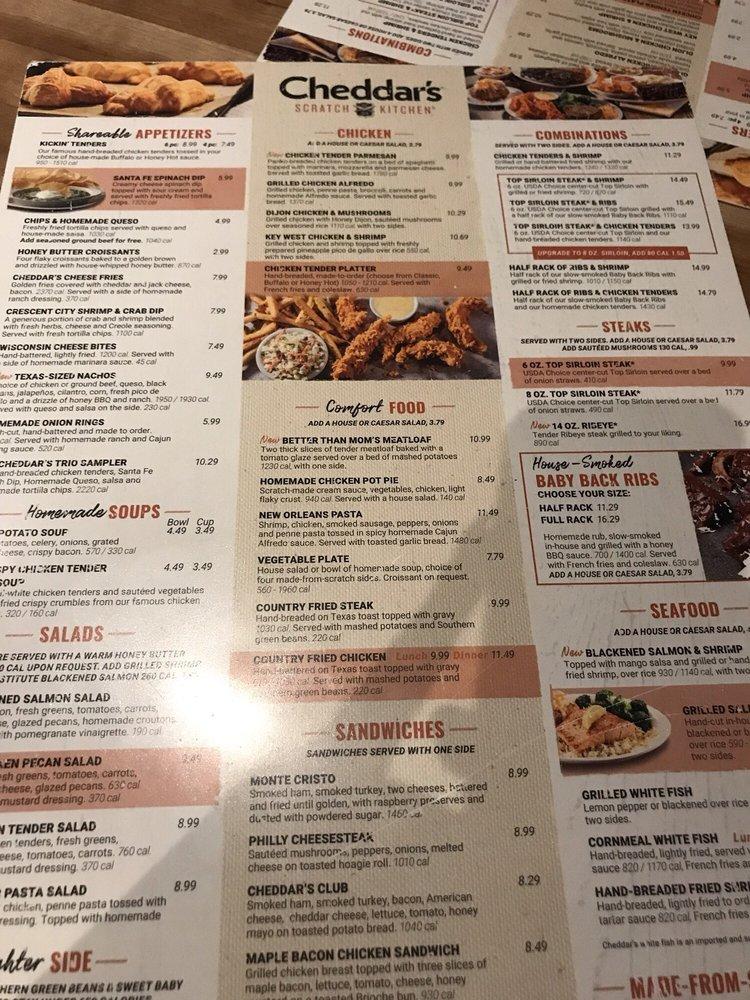 Menu at Cheddar's Scratch Kitchen restaurant, Newport News