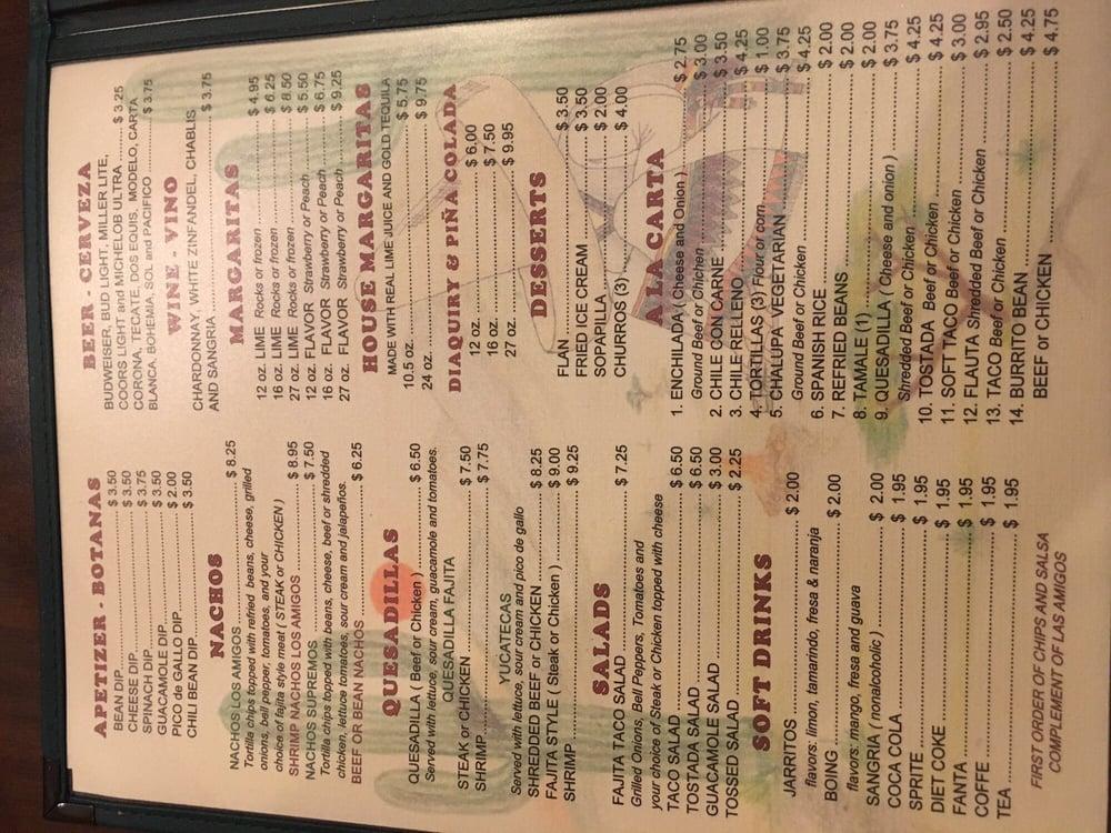 Menu at Los Amigos Mexican Restaurant, Birmingham, 7th Ave S