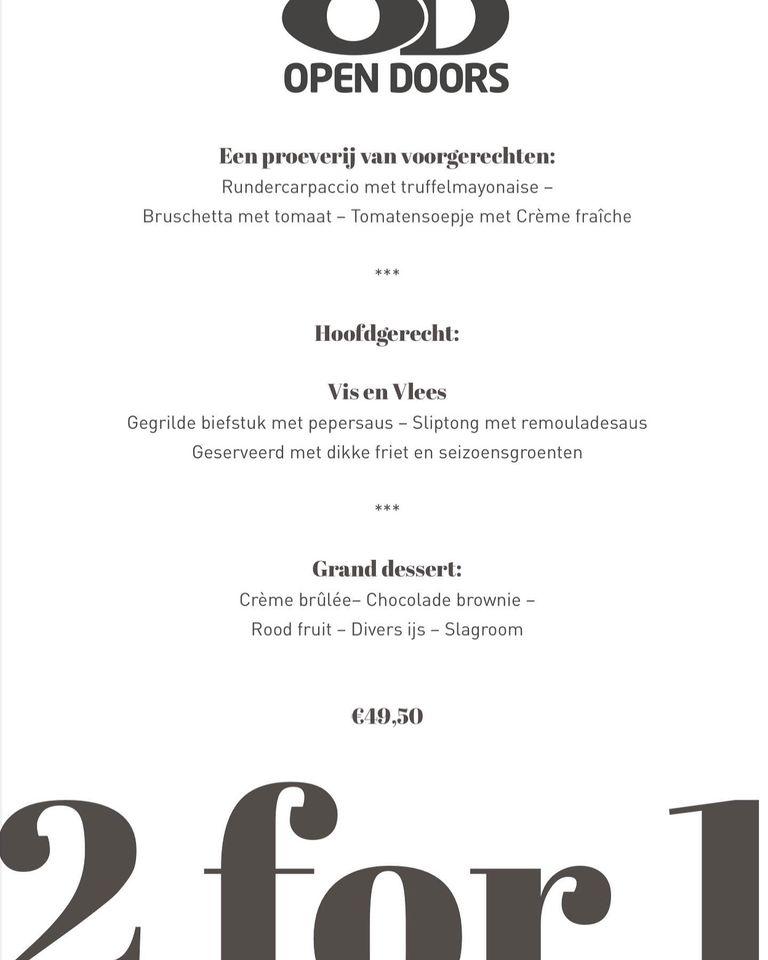 Menu at OpenDoors, Noordwijk