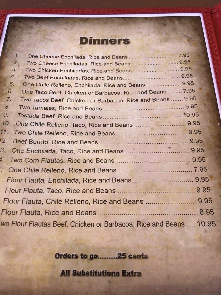 Menu at El Charro Tapatio restaurant, Porterville, S Main St