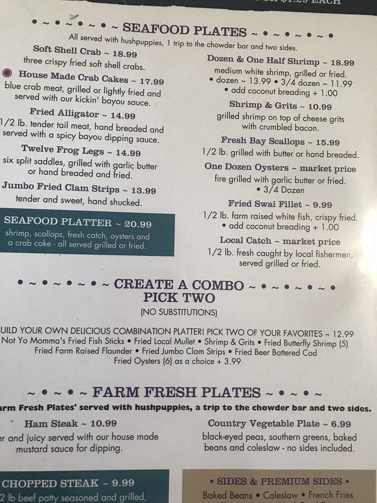 Menu at Goodrich Seafood & Oyster House restaurant, Oak Hill
