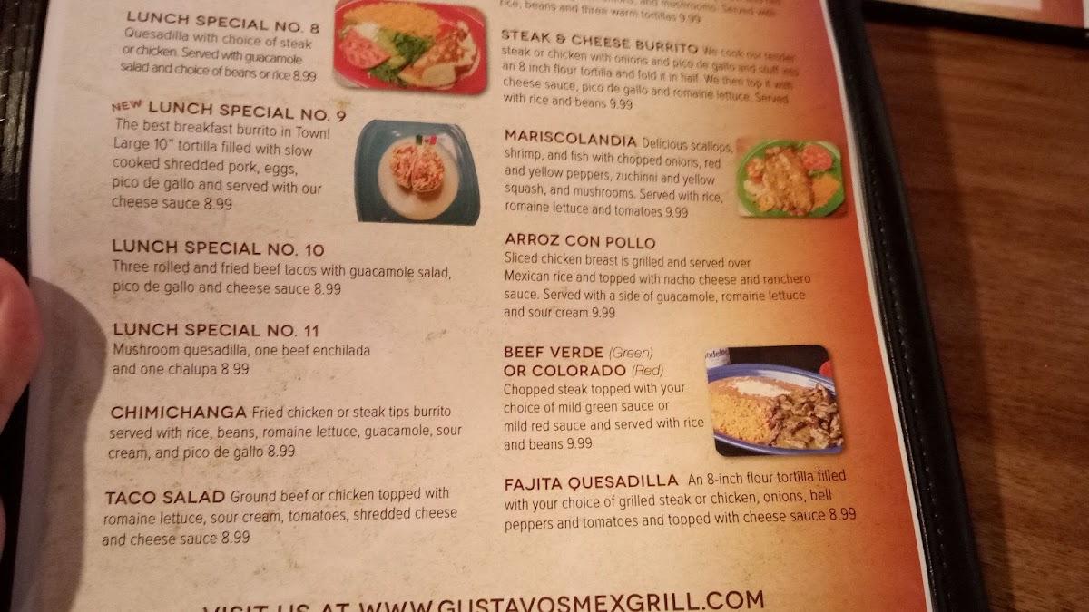 Menu at Gustavo's Mexican Grill, Hurstbourne pub & bar, Louisville