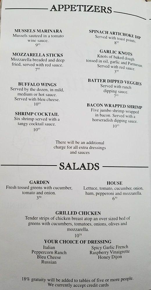 Menu at Hubies pizzeria, Middleburgh