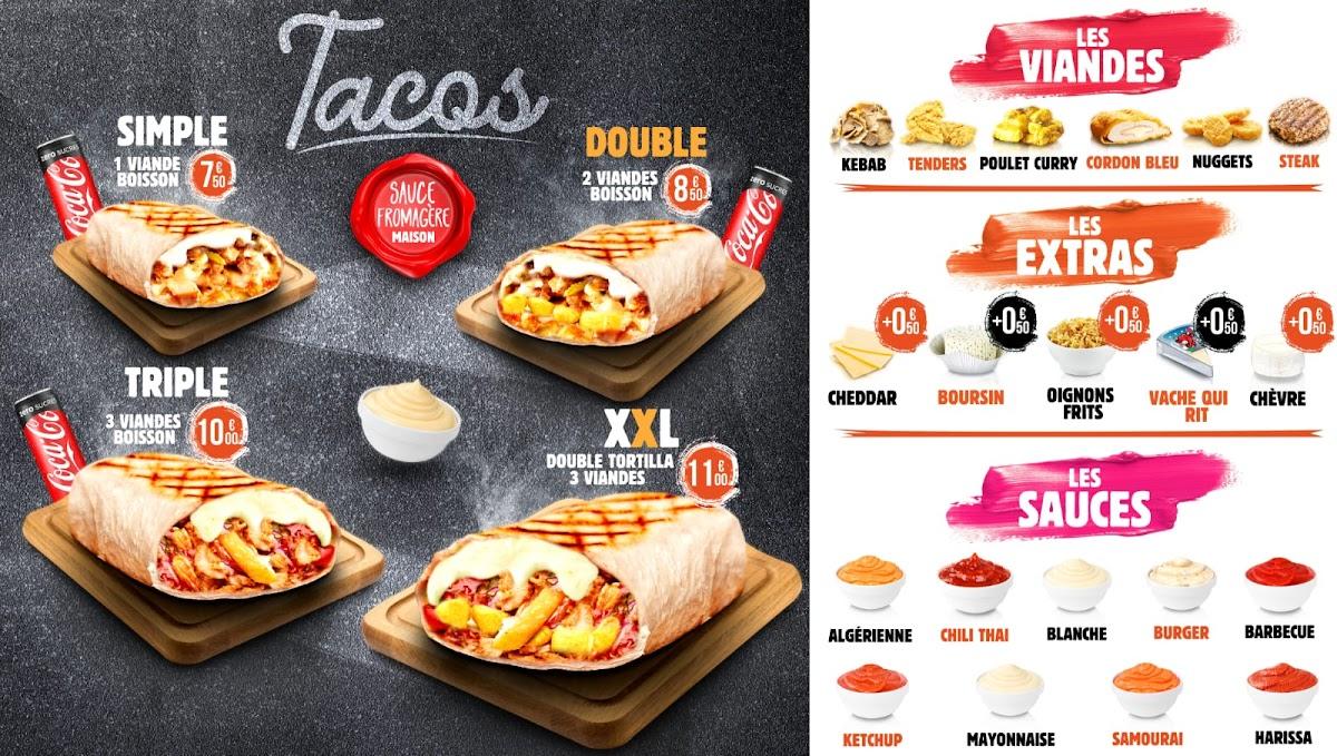 Menu at Viva Kebab Tacos restaurant, Bourbriac