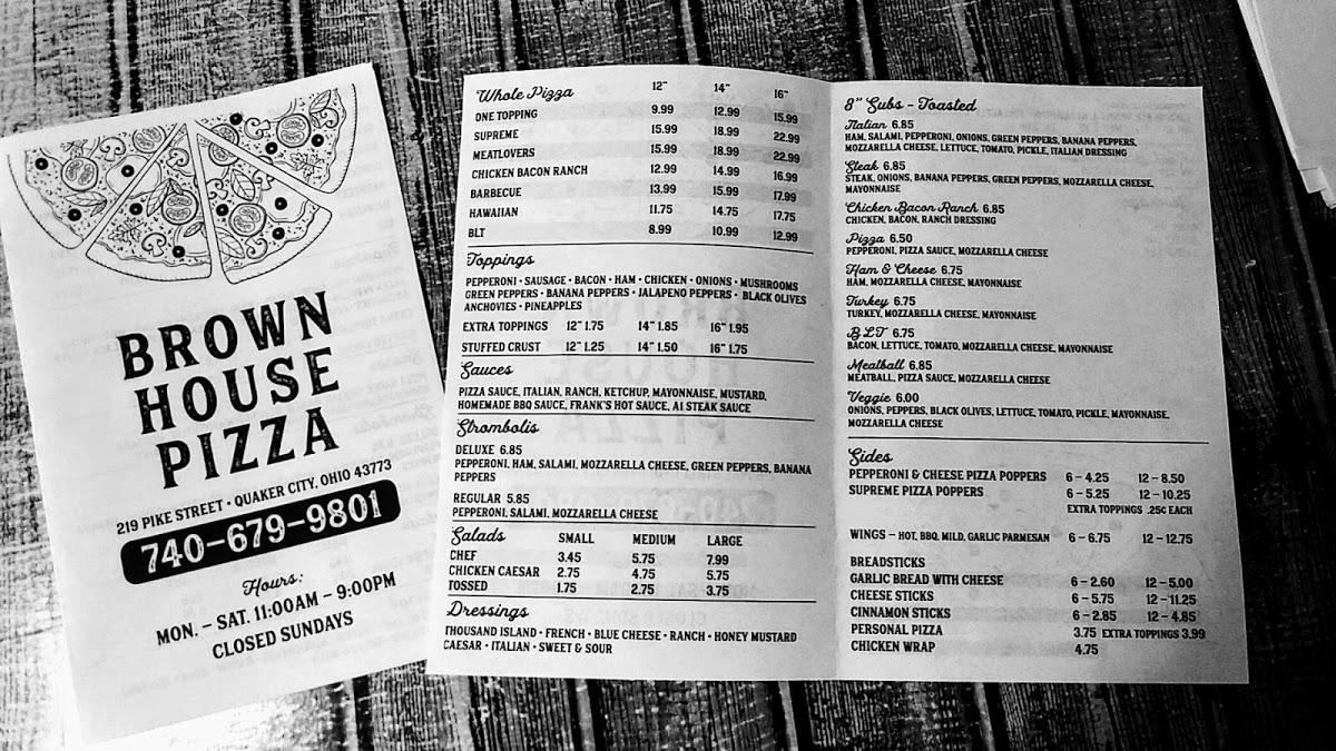 Menu At Brown House Pizza Pizzeria Quaker City   R037 Brown House Pizza Menu 