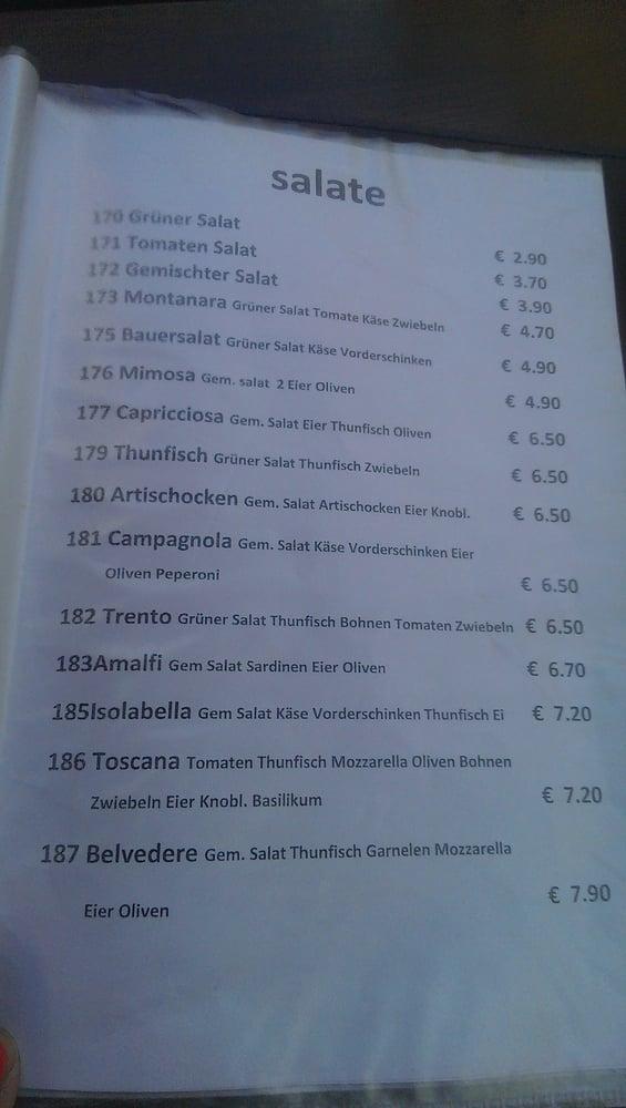Menu at La piccola pizzeria, Bonn, Bonngasse 4