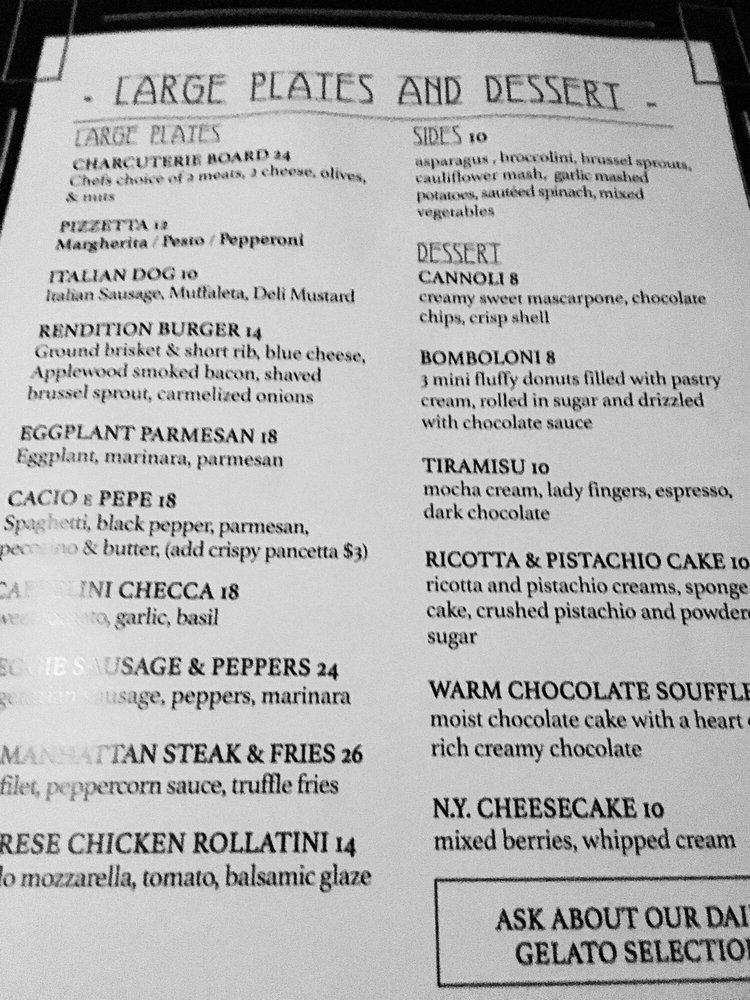 Menu at The Rendition Room pub & bar, Universal City