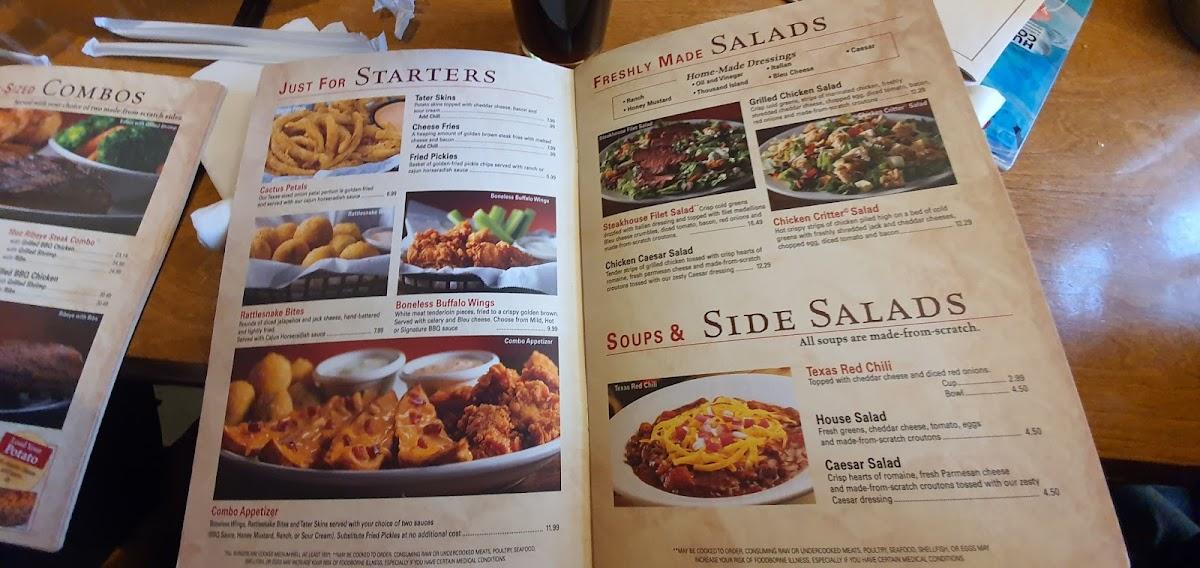 Menu at Texas Roadhouse Camp Humphreys steakhouse, South Korea