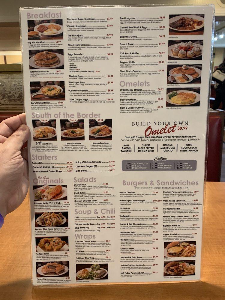 Menu at Top Deck restaurant, Reno